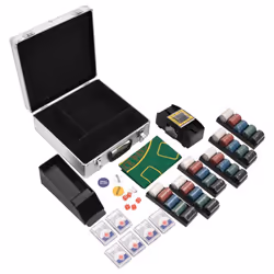 , 600 piece) vidaXL Poker Chip Set Poker Set 2 Decks Card Shoe Card Shuffler Blackjack Set - chip (4 g