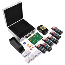 , 600 piece) vidaXL Poker Chip Set Poker Set 2 Decks Card Shoe Card Shuffler Blackjack Set - chip (4 g
