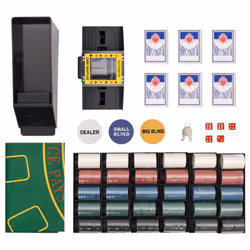 , 600 piece) vidaXL Poker Chip Set Poker Set 2 Decks Card Shoe Card Shuffler Blackjack Set - chip (4 g