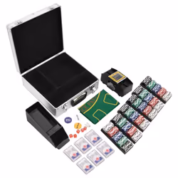 , 600 piece) vidaXL Poker Chip Set Poker Set 2 Decks Card Shoe Card Shuffler Blackjack Set - chip (11.5 g