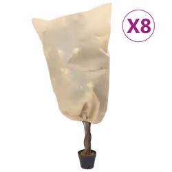 vidaXL Plant Fleece Covers with Drawstring Garden Frost Protection 70 g/m² - beige, 0.8 x 1 m/ 8 pcs