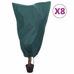 vidaXL Plant Fleece Covers with Drawstring Garden Frost Protection 70 g/mÂ² - green, 0.8 x 1.2 m/ 8 pcs