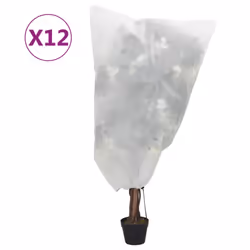 vidaXL Plant Fleece Covers with Drawstring Garden Frost Protection 70 g/m² - white, 0.8 x 0.8 m/ 12 pcs