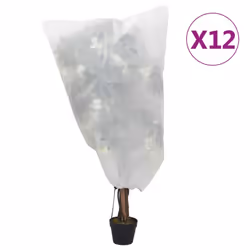vidaXL Plant Fleece Covers with Drawstring Garden Frost Protection 70 g/mÂ² - white, 0.8 x 1.2 m/ 12 pcs
