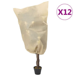 vidaXL Plant Fleece Covers with Drawstring Garden Frost Protection 70 g/mÂ² - beige, 0.8 x 1 m/ 12 pcs