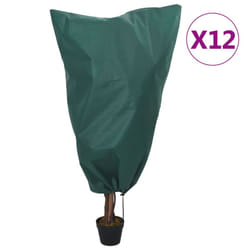 vidaXL Plant Fleece Covers with Drawstring Garden Frost Protection 70 g/mÂ² - green, 0.8 x 0.8 m/ 12 pcs