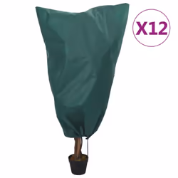 vidaXL Plant Fleece Covers with Drawstring Garden Frost Protection 70 g/m² - green, 0.8 x 1 m/ 12 pcs