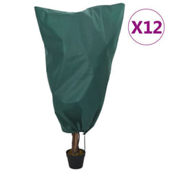 vidaXL Plant Fleece Covers with Drawstring Garden Frost Protection 70 g/mÂ² - green, 0.8 x 1 m/ 12 pcs