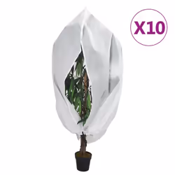 vidaXL Plant Fleece Covers with Zip Outdoor Garden Frost Protection 70 g/m² - white, 3.14 x 2.5 m/ 10 pcs