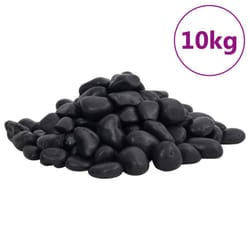 vidaXL Polished Pebbles Landscaping Garden Decorative Stones River Rocks 25 kg - black, 10 kg
