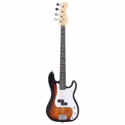 vidaXL Electric Bass Guitar for Beginner with Bag Precision Bass Jazz Bass - brown and white