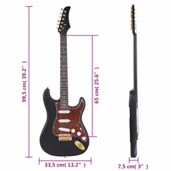 vidaXL Electric Guitar for Beginner with Bag Starter Guitar Acoustic Guitar - black and gold