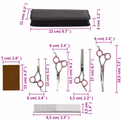 vidaXL Dog Grooming Scissors Set Pet Grooming Scissors 5 Piece Stainless Steel
