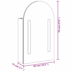 vidaXL Bathroom Mirror Cabinet LED Wall Cabinet with LED Light Arched White