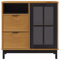 vidaXL Sideboard Storage Side Cabinet with Glass Door FLAM Solid Wood Pine - Additional view 4