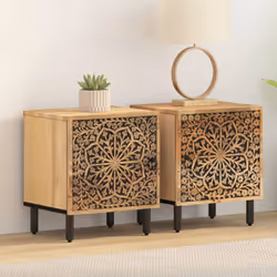 vidaXL Bedside Cabinets Nightstand End Table Bed Table 2 pcs Solid Wood Mango - Additional view 2