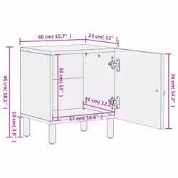vidaXL Bedside Cabinets Nightstand End Table Bed Table 2 pcs Solid Wood Mango - Additional view 3