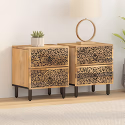 vidaXL Bedside Cabinets Nightstand End Table Bed Table 2 pcs Solid Wood Mango
