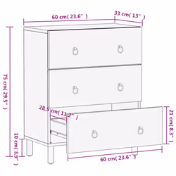 vidaXL Side Cabinet Home Storage Cabinet Cupboard Sideboard Solid Wood Mango - Additional view 3