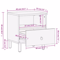 vidaXL Bedside Cabinet Nightstand Bedroom End Table Bed Table Solid Wood Mango