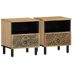 vidaXL Bedside Cabinets Nightstand End Table Bed Table 2 pcs Solid Wood Mango