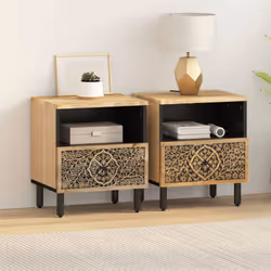 vidaXL Bedside Cabinets Nightstand End Table Bed Table 2 pcs Solid Wood Mango