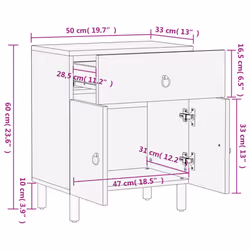 vidaXL Bedside Cabinet Nightstand Bedroom End Table Bed Table Solid Wood Mango