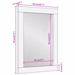 vidaXL Bathroom Mirror Wall-mounted Vanity Mirror Solid Wood Mango and Glass - Additional view 3