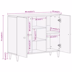 vidaXL Side Cabinet Storage Cabinet Buffet Cupboard Sideboard Solid Wood Mango