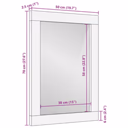 vidaXL Bathroom Mirror Make up Wall Mounted Mirror Solid Wood Mango and Glass - Additional view 8