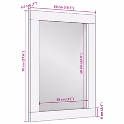 vidaXL Bathroom Mirror Make up Wall Mounted Mirror Solid Wood Mango and Glass
