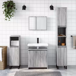 vidaXL Bathroom Furniture Set Vanity Unit Organiser Cabinet Engineered Wood - grey sonoma - Additional view 2