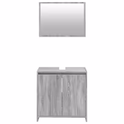 vidaXL Bathroom Furniture Set Vanity Unit Organiser Cabinet Engineered Wood - grey sonoma - Additional view 3