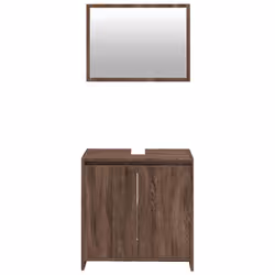 vidaXL Bathroom Furniture Set Vanity Unit Organiser Cabinet Engineered Wood - brown oak - Additional view 4