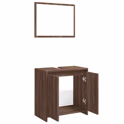 vidaXL Bathroom Furniture Set Vanity Unit Organiser Cabinet Engineered Wood - brown oak - Additional view 8