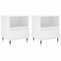vidaXL Bedside Cabinets Nightstand Side Table Bed Cabinet Engineered Wood - white, 2 pcs