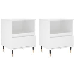 vidaXL Bedside Cabinets Nightstand Side Table Bed Cabinet Engineered Wood - white, 2 pcs