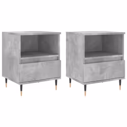 vidaXL Bedside Cabinets Nightstand Side Table Bed Cabinet Engineered Wood - concrete grey, 2 pcs