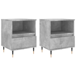 vidaXL Bedside Cabinets Nightstand Side Table Bed Cabinet Engineered Wood - concrete grey, 2 pcs