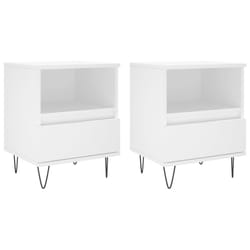 vidaXL Bedside Cabinets Nightstand Side Table Bed Cabinet Engineered Wood - white, 2 pcs