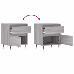 vidaXL Bedside Cabinets Nightstand Side Table Bed Cabinet Engineered Wood - grey sonoma, 2 pcs - Additional view 9