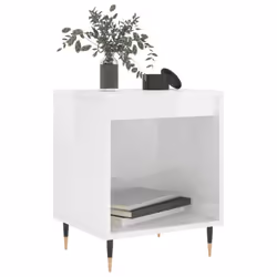 vidaXL Bedside Cabinets Nightstand Side Table Bed Cabinet Engineered Wood - high gloss white, 1 pcs