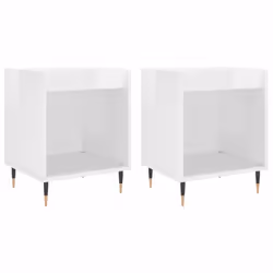 vidaXL Bedside Cabinets Nightstand Side Table Bed Cabinet Engineered Wood - high gloss white, 2 pcs