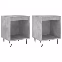vidaXL Bedside Cabinets Nightstand Side Table Bed Cabinet Engineered Wood - concrete grey, 2 pcs