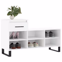 vidaXL Shoe Cabinet Shoe Cupboard Shoe Storage Rack Shelf Engineered Wood - high gloss white