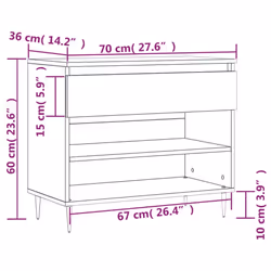 vidaXL Shoe Cabinet Shoe Cupboard Shoe Storage Rack Shelf Engineered Wood - concrete grey - Additional view 10