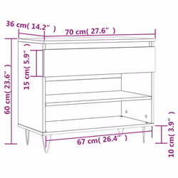 vidaXL Shoe Cabinet Shoe Cupboard Shoe Storage Rack Shelf Engineered Wood - smoked oak - Additional view 3