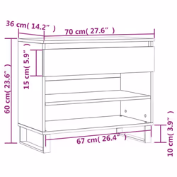 vidaXL Shoe Cabinet Shoe Cupboard Shoe Storage Rack Shelf Engineered Wood - smoked oak - Additional view 10