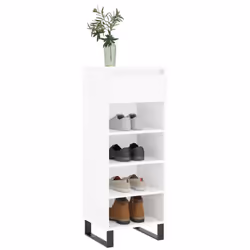 vidaXL Shoe Cabinet Shoe Cupboard Shoe Storage Rack Shelf Engineered Wood - high gloss white