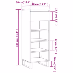 vidaXL Shoe Cabinet Shoe Cupboard Shoe Storage Rack Shelf Engineered Wood - concrete grey - Additional view 10